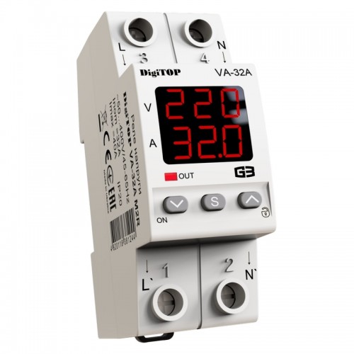 Реле напруги DigiTOP VA-32A M2R з контролем по струму VA32AM2R