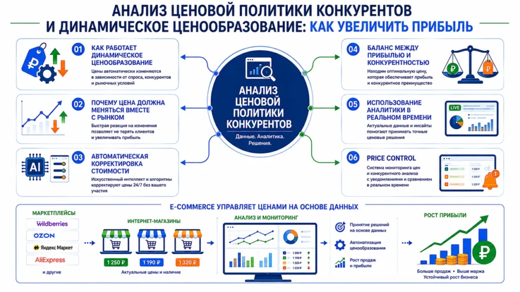 Инфографика: анализ ценовой политики конкурентов и динамическое ценообразование для роста прибыли