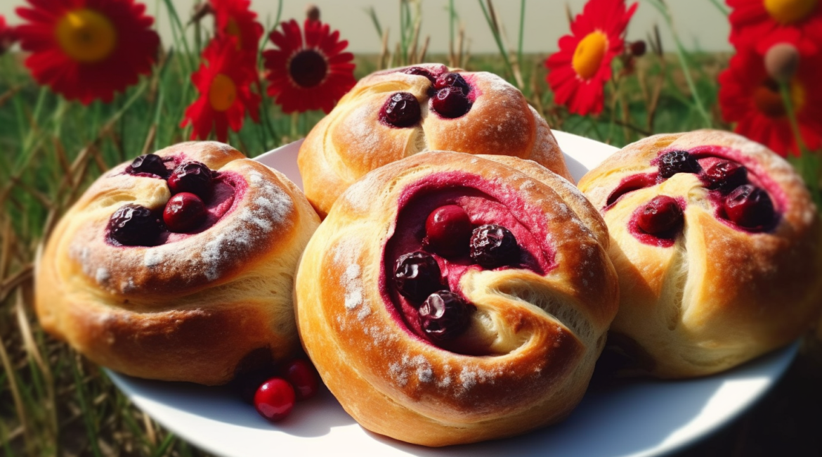 рецепт булочок з вишнею